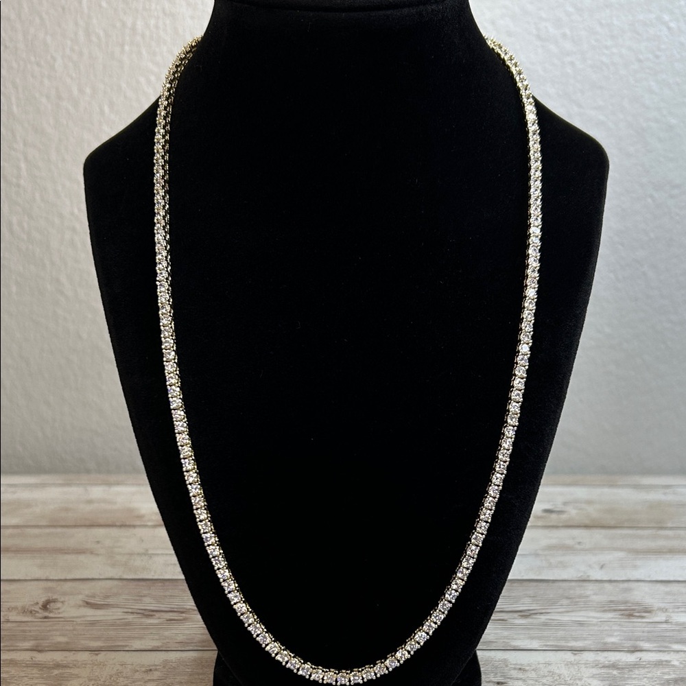 Gld Brand 18k Yellow Gold Plated With Cz Stones Tennis Necklace